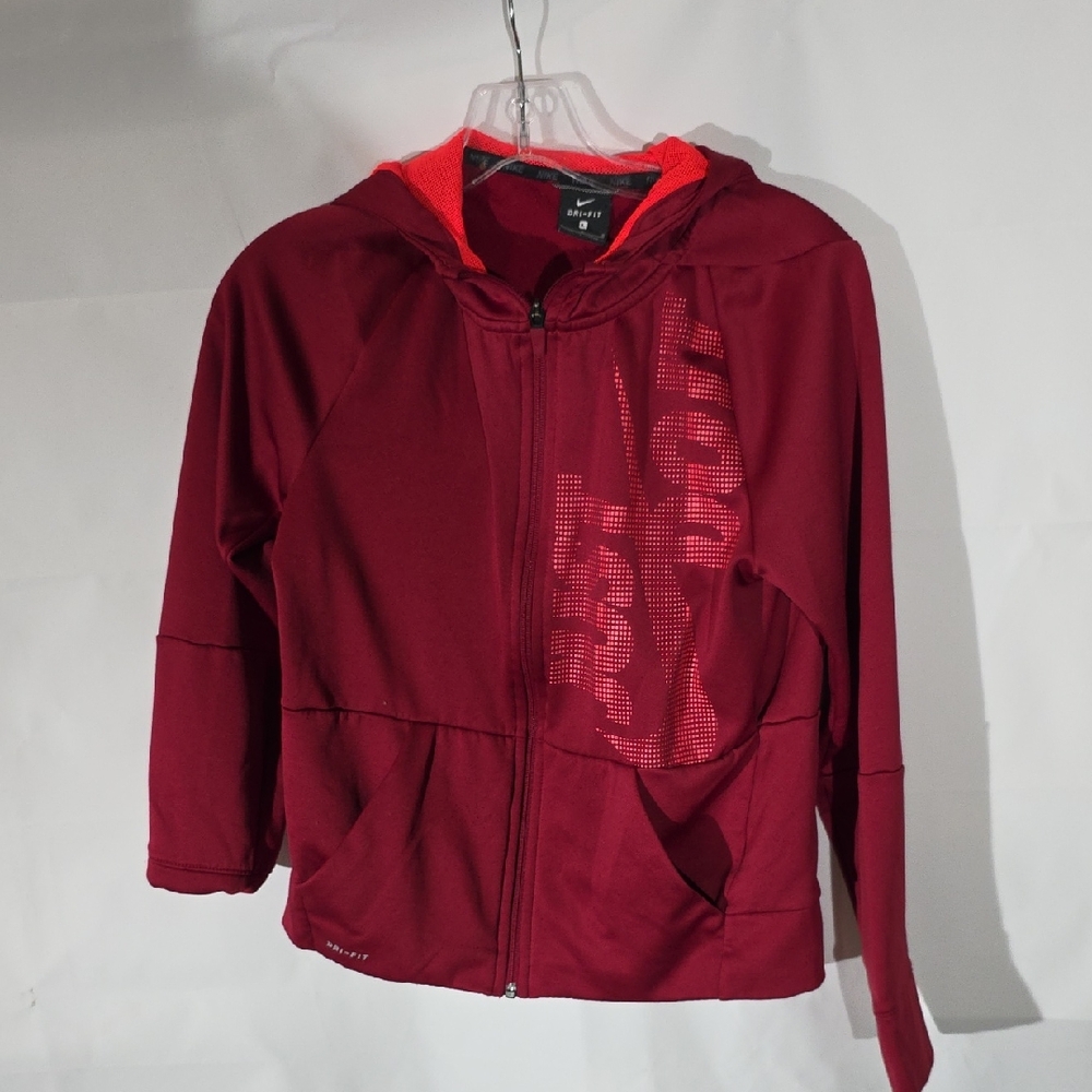 Nike Boys Therma Dri-FIT Full Zip Hoodie Red Crush Just Do It Size Large 7